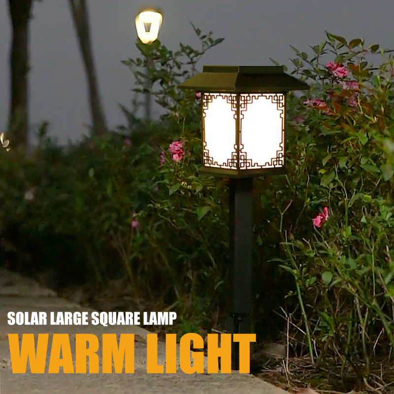 Norvo | Solar LED Hage Lampe – Stor Firkantet Lampe med Varmt Lys og Dobbelt Bruk