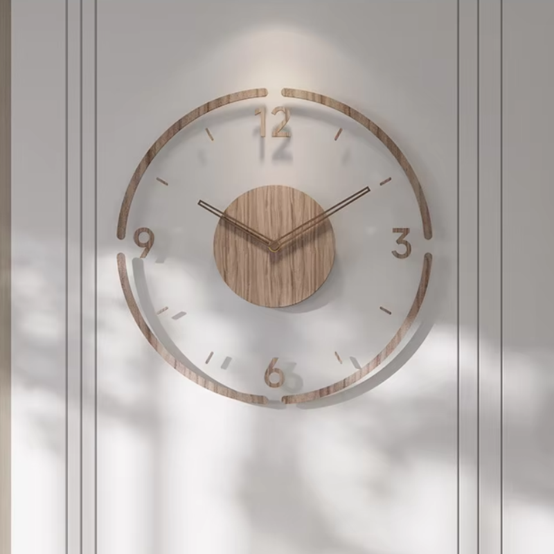 Moderne Veggklokke laget av Tre – Minimalistisk og Elegant Design for Stuen