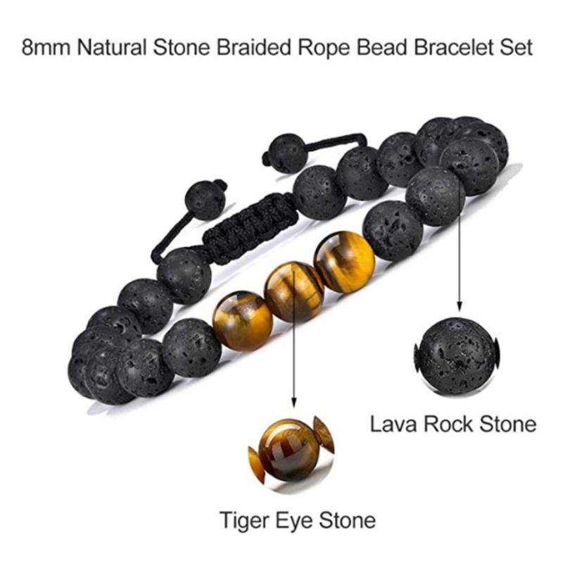 Norvo | Tiger Eye Lava Rock Stone Armbånd