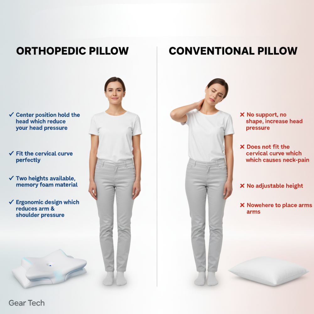 Norvo | Pute for Side & Back Sleepers – Ortopedisk Minne Skum Pute for Nakke & Skulder Smerte Lindring og Perfekt Søvn Justering