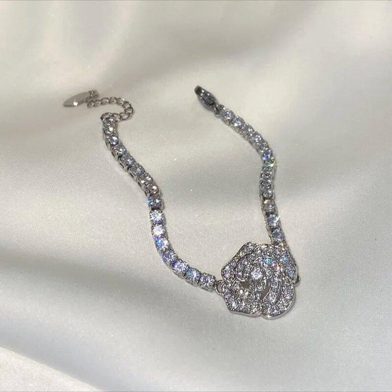 Norvo | Rose Rhinestone Armbånd og Halskjede