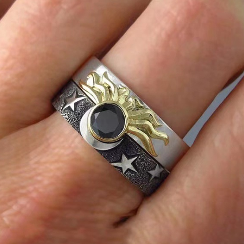 Norvo | Vintage Stjerne Måne Sol Ring Sett