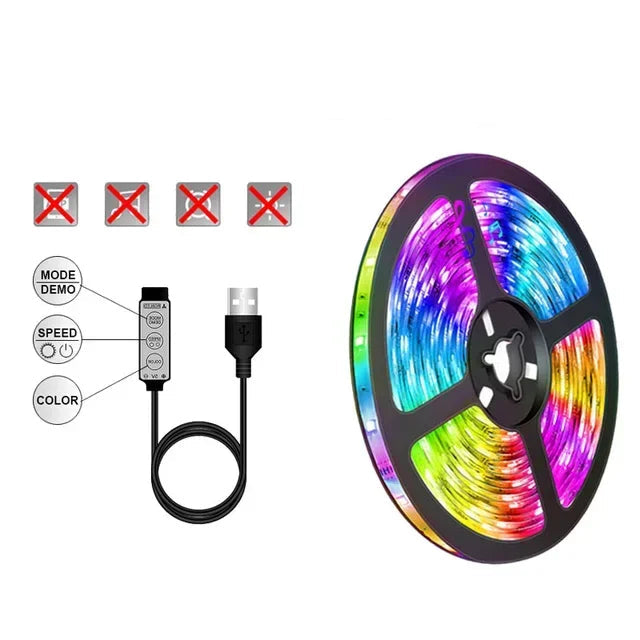 Norvo | RGB LED-bånd med USB-tilkobling - Fargeforandrende lys for omgivelses- og TV-belysning