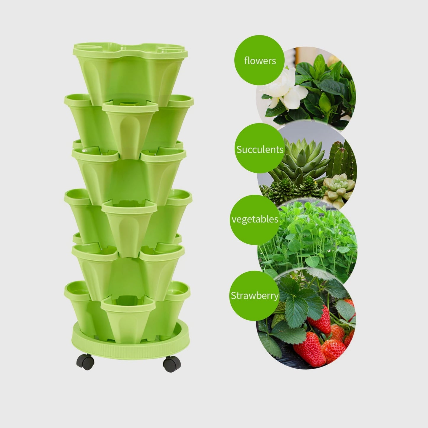 Norvo | 6-lags vertikal plante-tårn – Tredimensjonal blomstringssystem for hagen