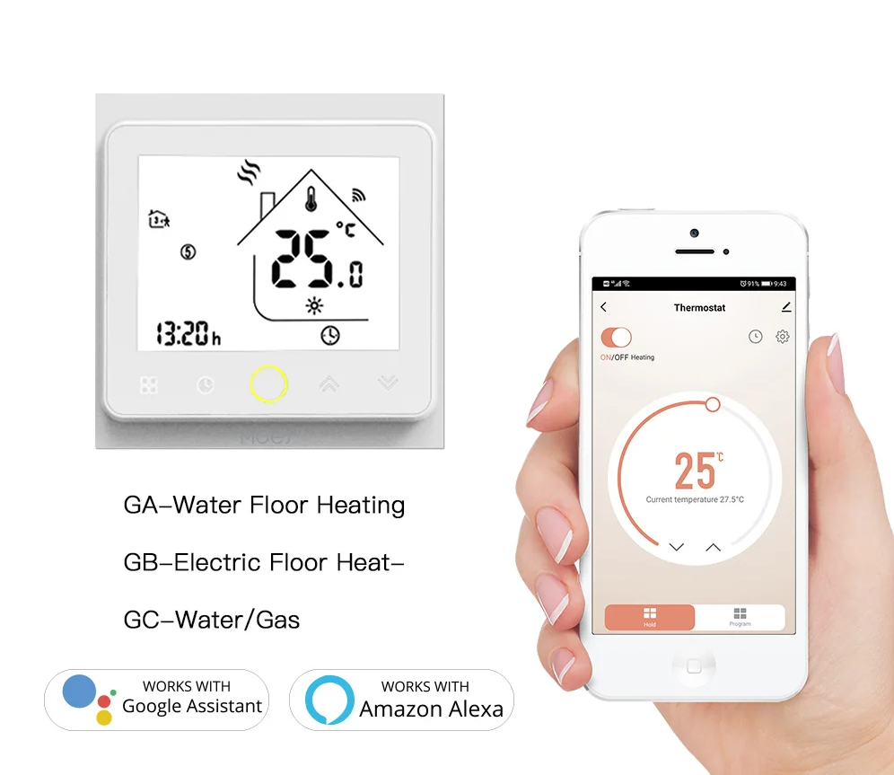 Tuya ZigBee Smart Termostat Hub med LCD-skjerm - WiFi Vannvarmer & Gulvkontroll via SmartLife Google Alexa-apper