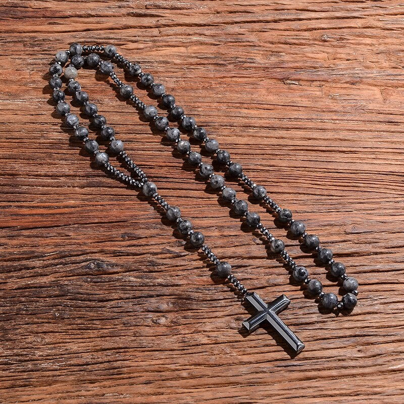 Norvo | Tiger Eye Og Lapis Lazuli Kors Rosary Halskjede For Menn - Orion
