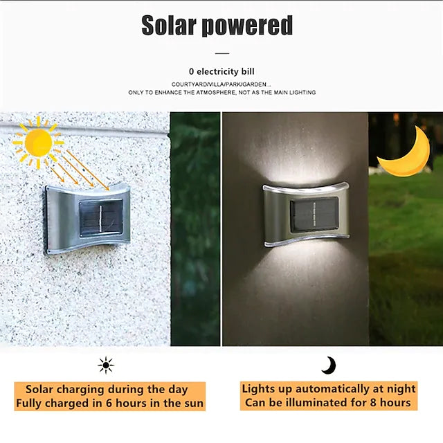 Norvo | 4-delt: Sol utendørs 6 LED vanntette vegglamper