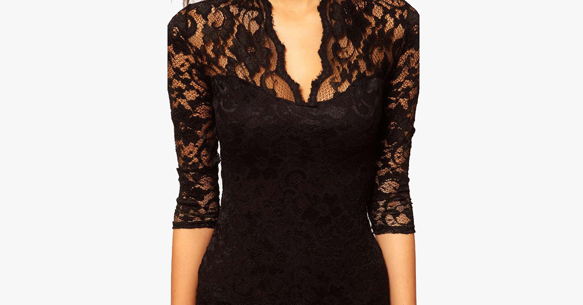 Norvo | Sexy Blomst Scalloped V Hals Blonde Kjole
