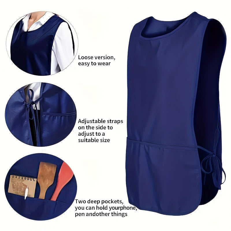 Norvo | Vest-stil side-bundet forkle med lommer – Polyester, 68cm lengde x 48cm bredde, Ideell for kjøkken og spisestue bruk