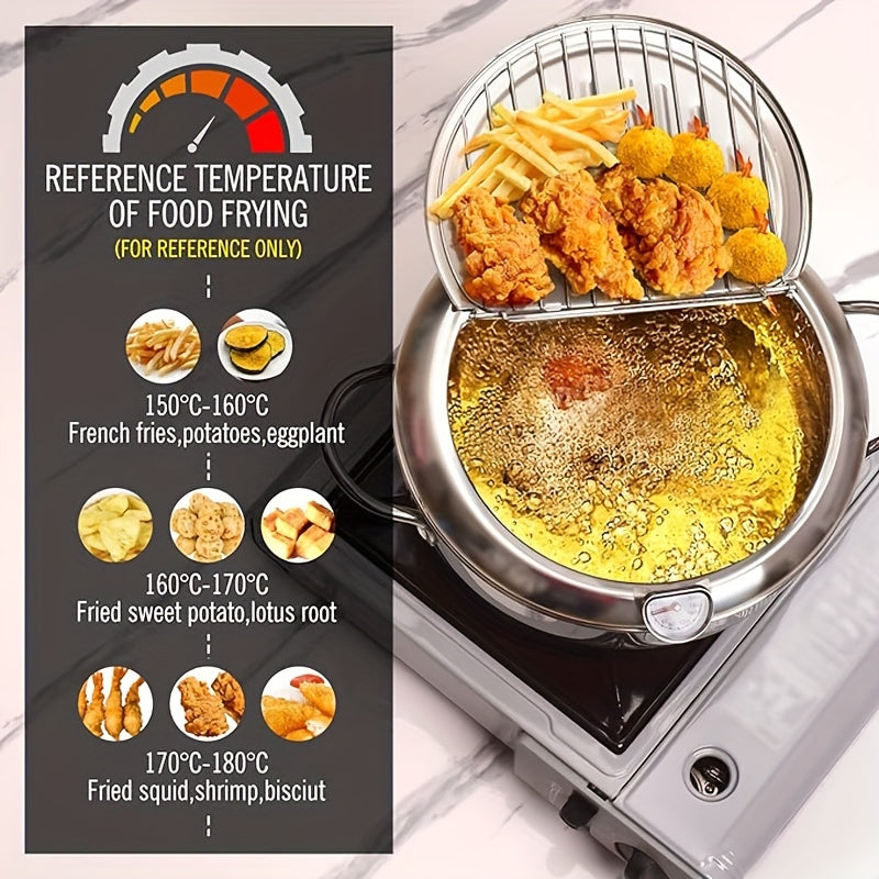 Norvo | Jumi Japansk Tempura-Fritøser – Rustfritt Stål-Panne med presis Termometerkontroll – Ideell for Biff-Patties, Sesam-Frit-Biter, Sprø Friterte Kyllingvinger og Mer