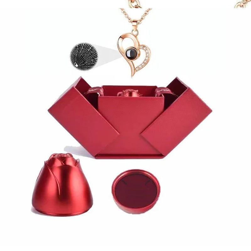 Norvo | Jeg elsker deg roser blomstrer halskjede i 100 språk gaveeske