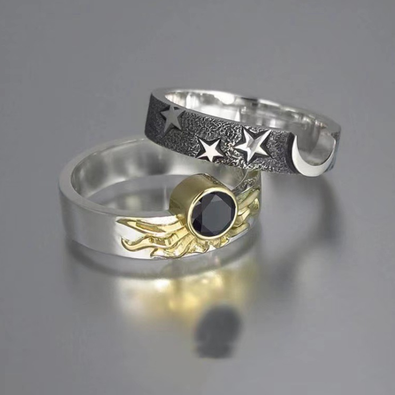 Norvo | Vintage Stjerne Måne Sol Ring Sett
