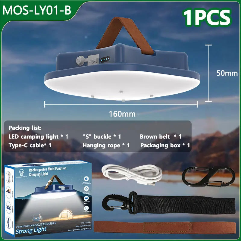 Norvo | 80W LED Sol-Oppladbar Campinglampe med Magnet og Zoomfunksjon