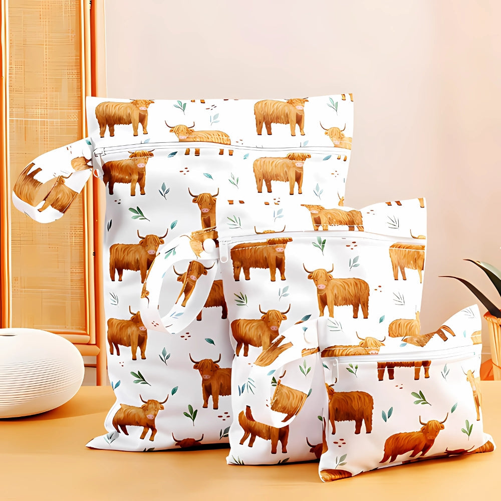 Norvo | Baby Zoo Safari Print Reusable Wet Dry Bag | 3pcs Sett
