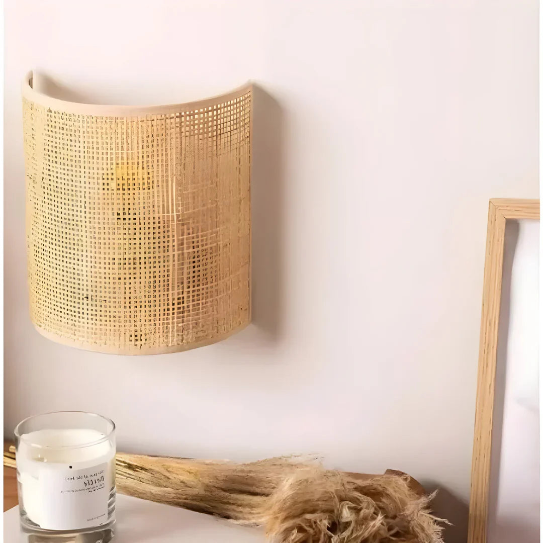 Norvo | Moderne Flettet Rattan Vegglampe