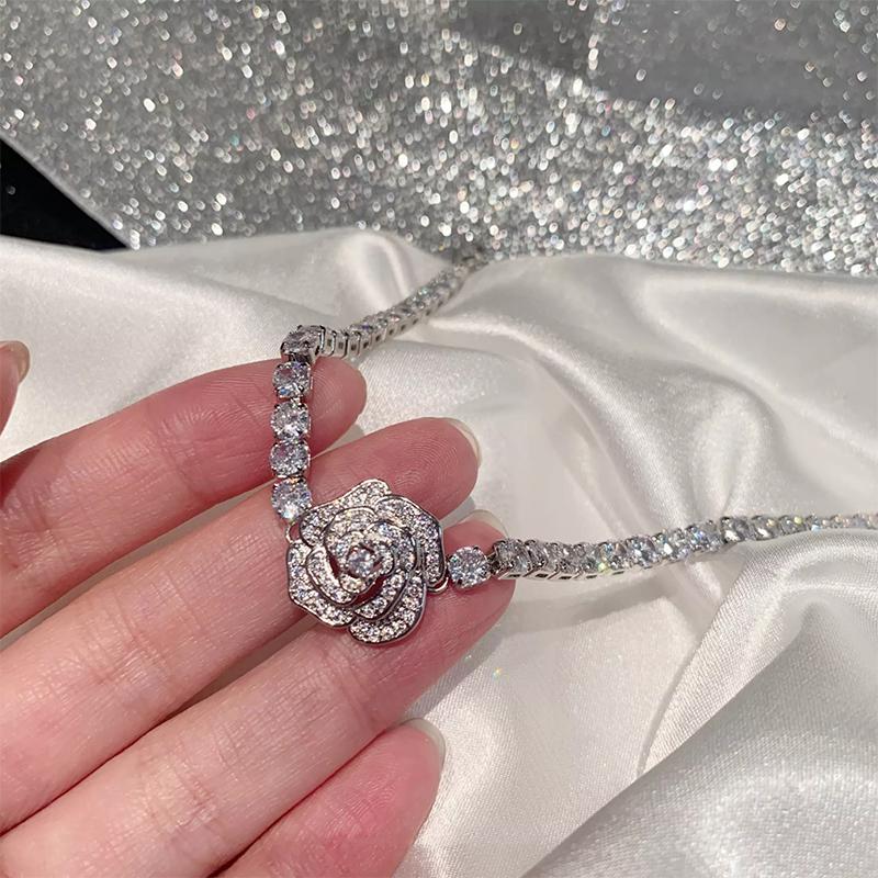 Norvo | Rose Rhinestone Armbånd og Halskjede