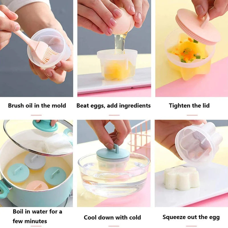 Norvo | Søt Kokt Egg Form🥚🥚4 PCS/Sett Med Pensel