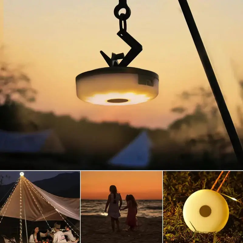 Norvo | 4 i 1 Camp Light – Bærbar campinglanterne, lyskilder med 8 lysmoduser, oppladbart power bank for utendørs eventyr