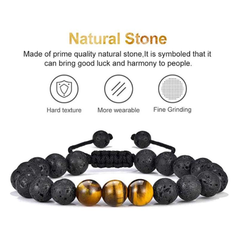 Norvo | Tiger Eye Lava Rock Stone Armbånd