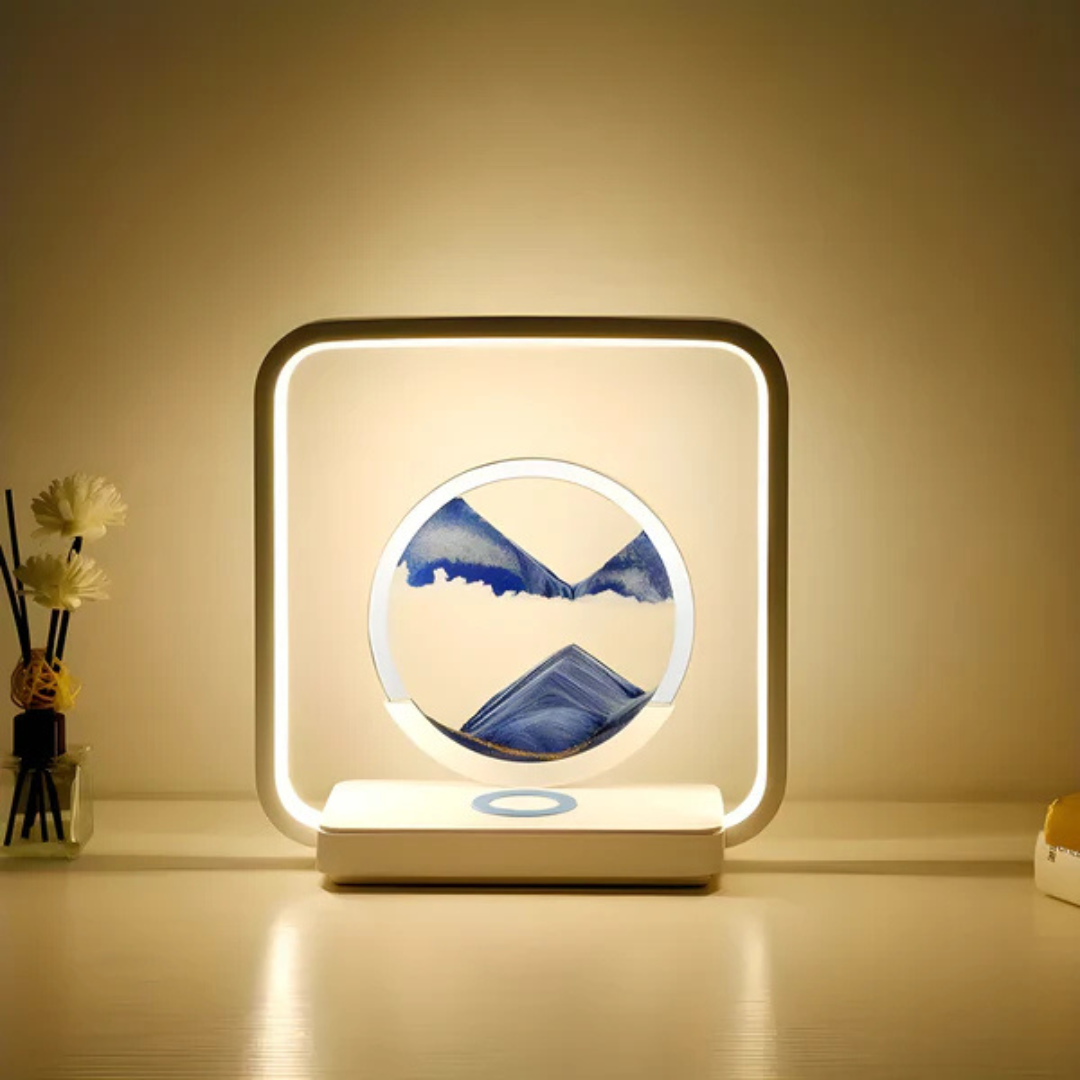 Norvo | SandAura | 3D LED Nattlampe med Flytende Sandkunst