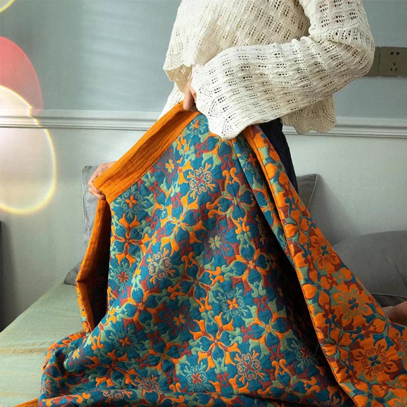& Blå Mønster Seks-lags Bomull Quilt - TerraLoom