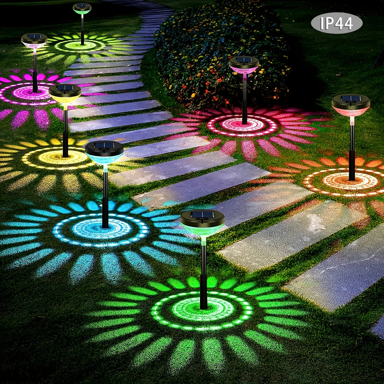 Norvo | Solhage Lampe med Fargeendring – LED Hagebelysning for Utendørs Bruk med Blomster Mønster