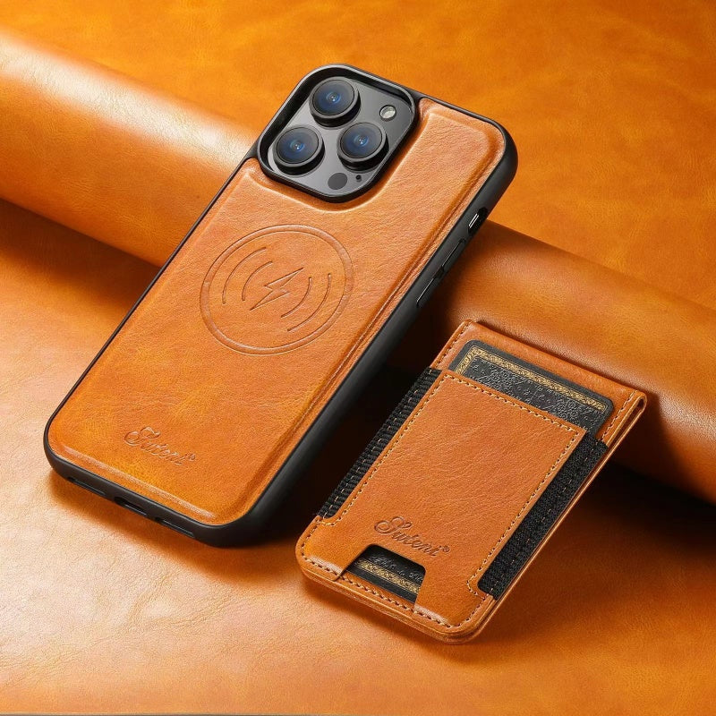 Norvo | Telefonveske med Kortholder: Magnetisk Stativ, Trådløs Lading (Magsafe-Kompatibel)