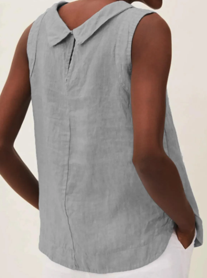 Norvo | Lin Short Sleeve Bluse Med Rund Hals