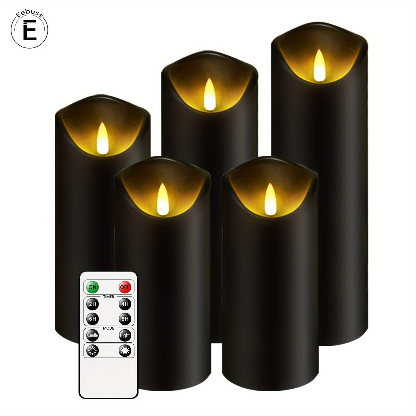 Norvo | MystiFlame - 5-delers LED Lysestake Sett med Svart Finish