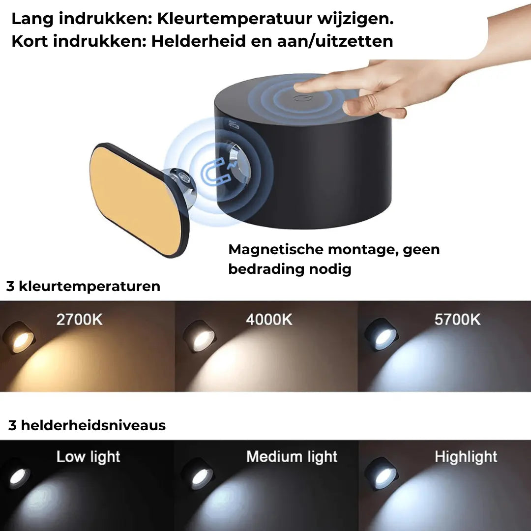 Norvo | Vegglampe Oppladbar Trådløs 360°