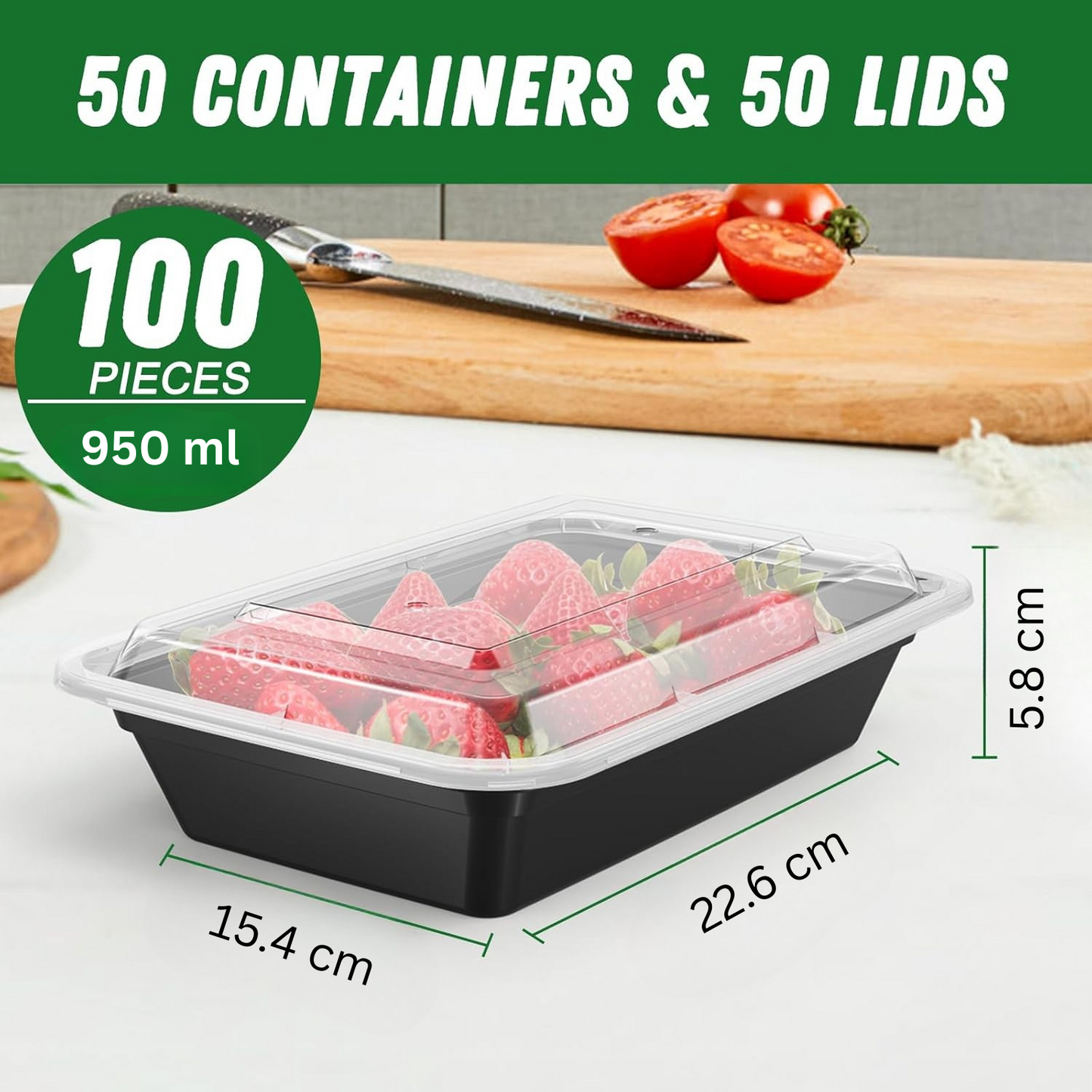 Norvo | 50-pack gjenbrukbare måltidsforberedelsesbeholdere med lokk, lekkasjesikre