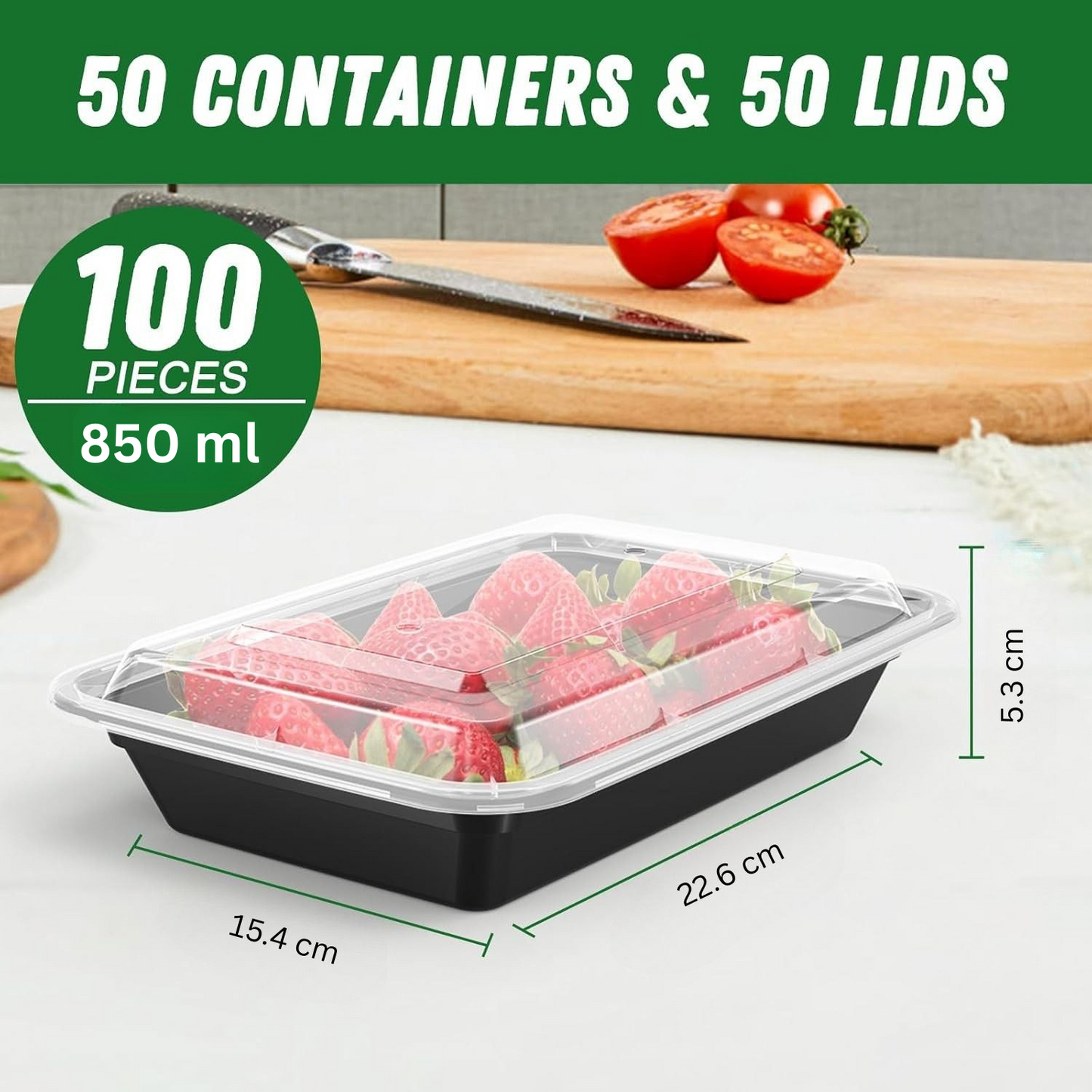 Norvo | 50-pack gjenbrukbare måltidsforberedelsesbeholdere med lokk, lekkasjesikre