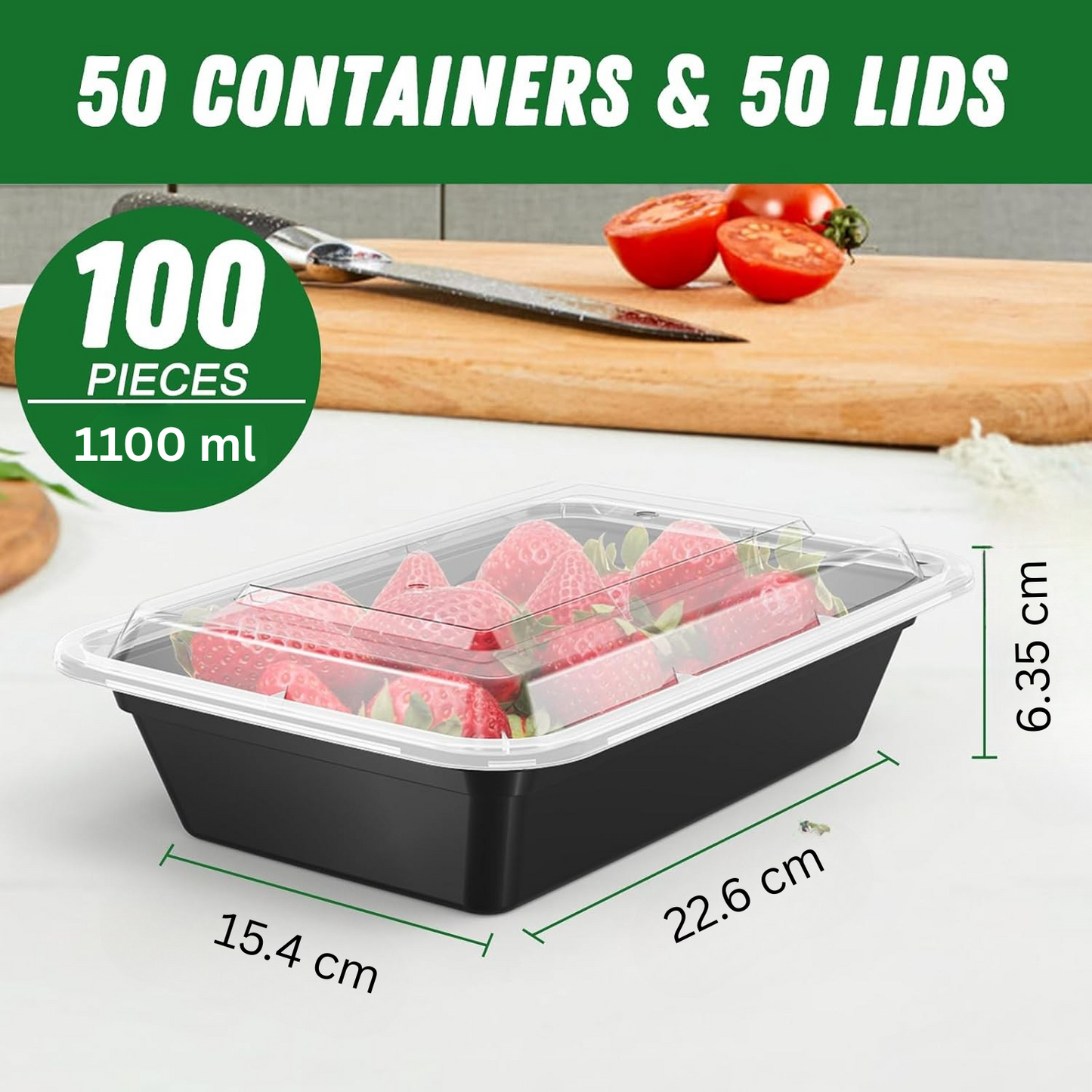 Norvo | 50-pack gjenbrukbare måltidsforberedelsesbeholdere med lokk, lekkasjesikre