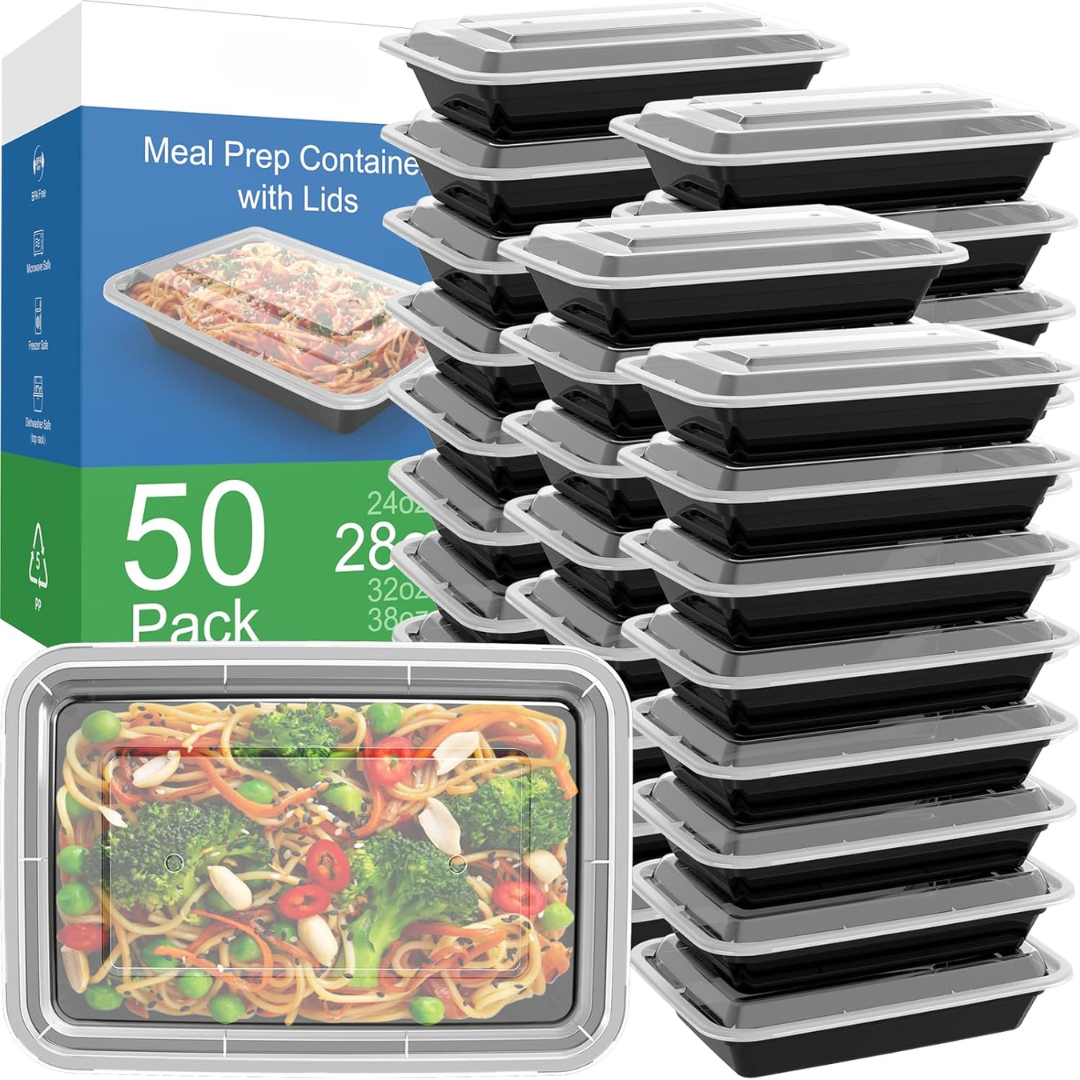 Norvo | 50-pack gjenbrukbare måltidsforberedelsesbeholdere med lokk, lekkasjesikre