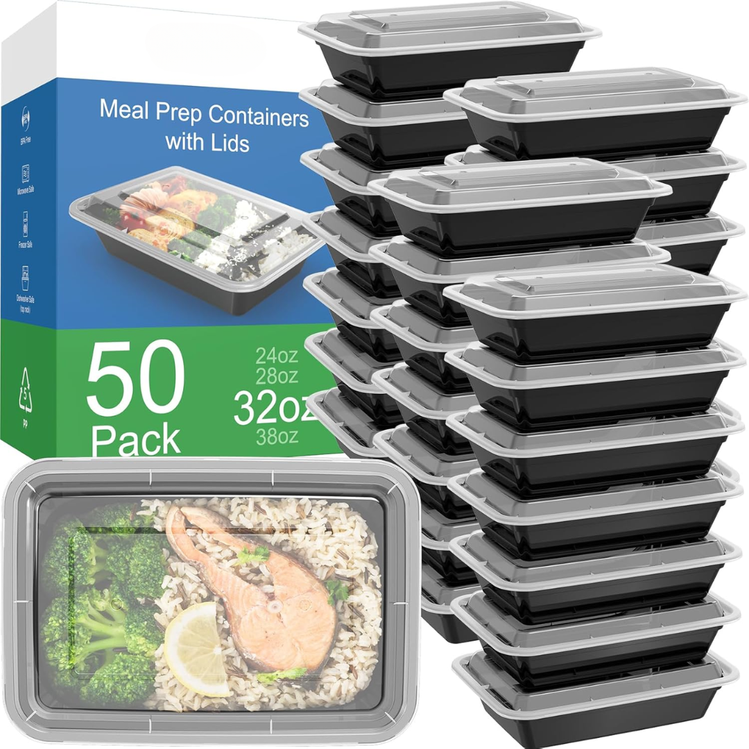 Norvo | 50-pack gjenbrukbare måltidsforberedelsesbeholdere med lokk, lekkasjesikre