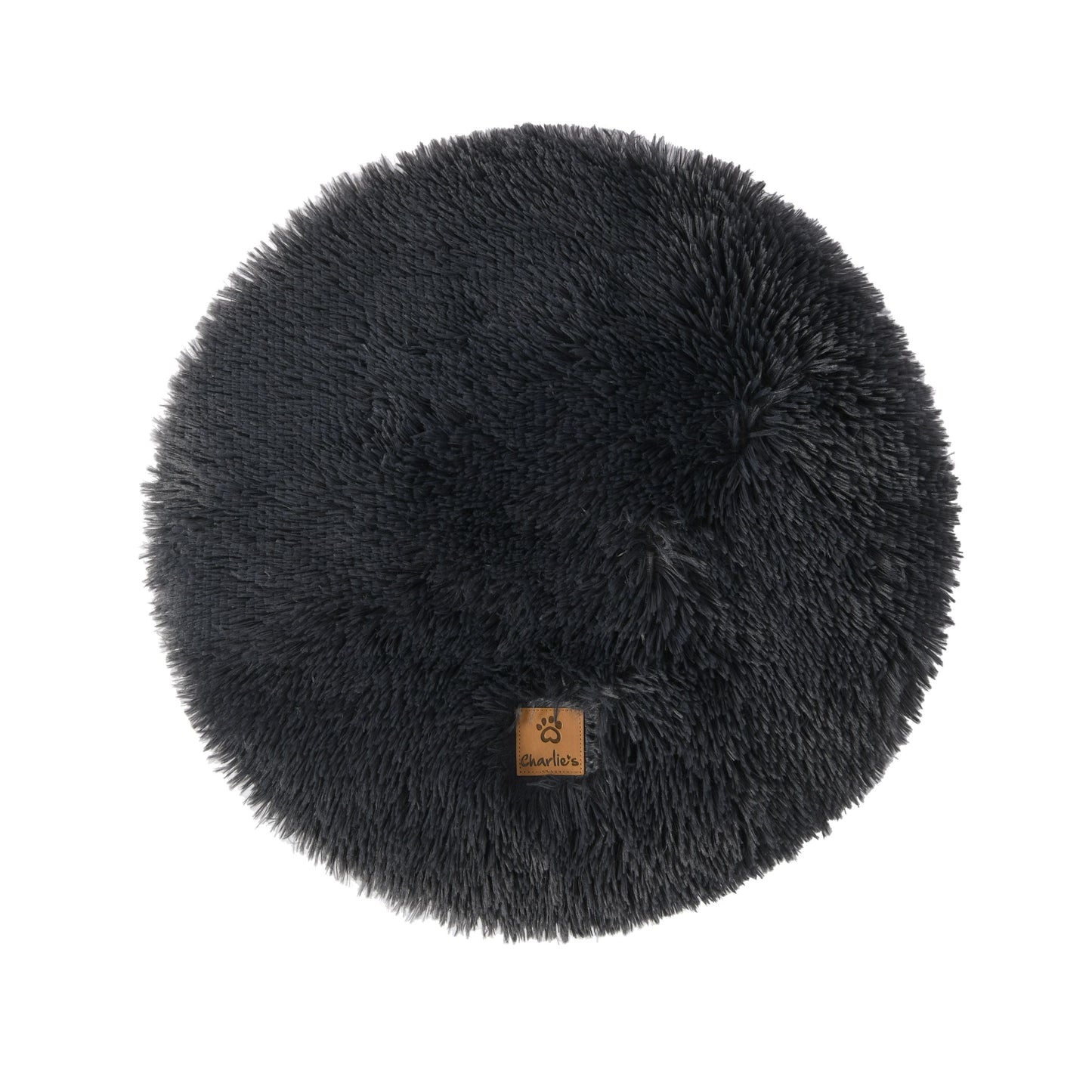 Norvo | Shaggy Faux Fur Rund Padded Lounge Mat - Kull