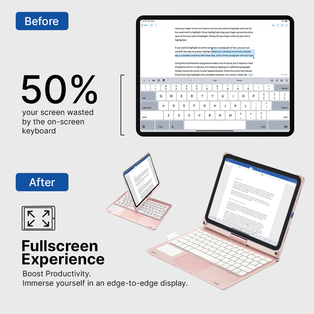 Norvo | Trådløs tastaturdeksel for iPad - Roterende design