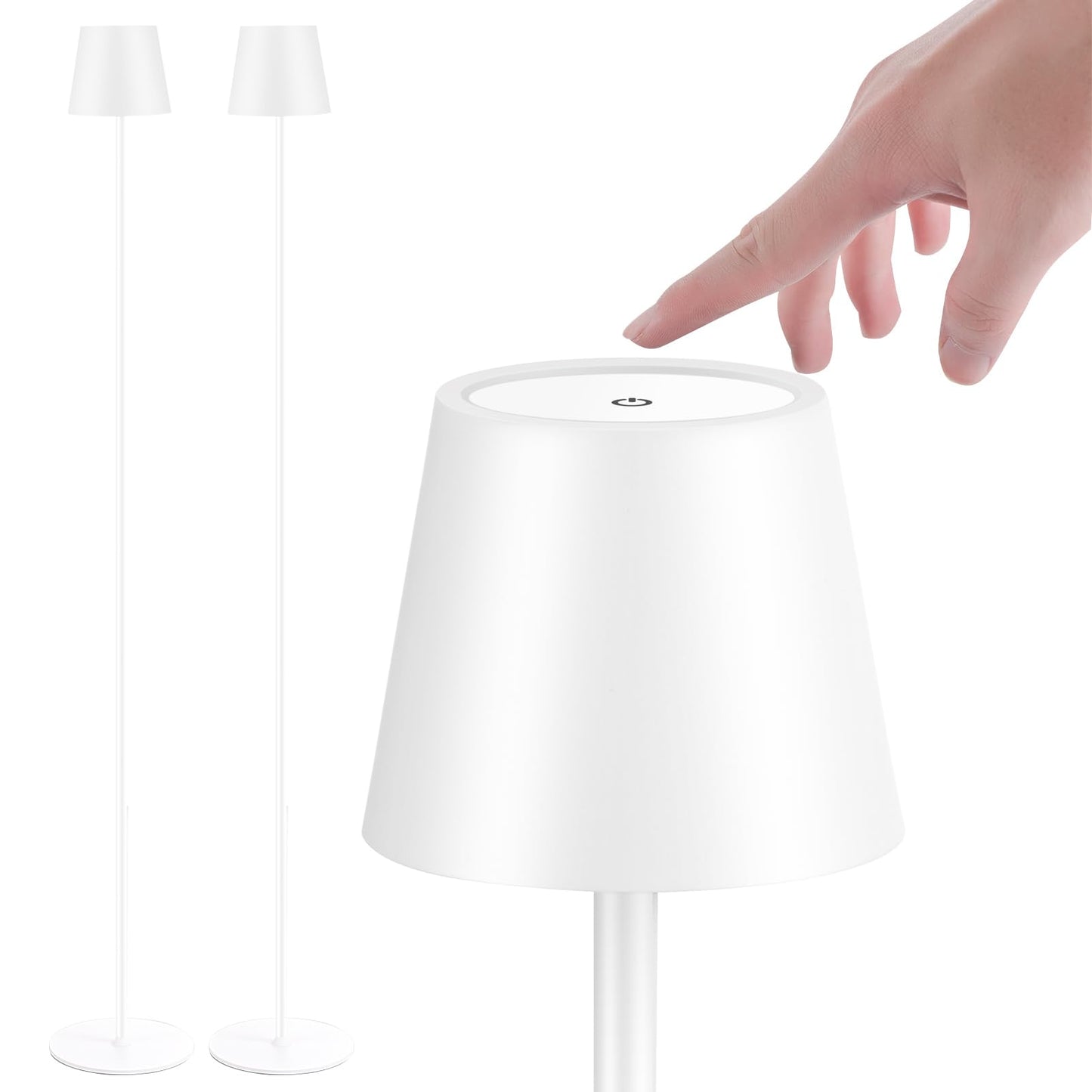Norvo | Imqsqik 2pack Trådløs Gulvlampe For Ute/Inne, Innebygd 6800 Mah Batteri Led Batteridrevet Lampe Oppladbar, Med Berøringskontroll Gulvlampe, Justerbar Høyde Gulvlampe For Patio (Hvit)