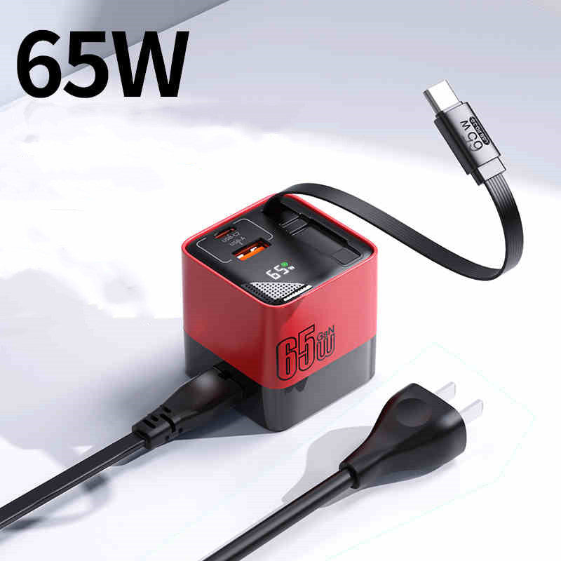 Norvo | USB-C Multi-Port Lader Med Innebygd Uttrekkbar Kabel