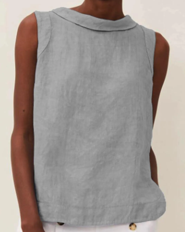 Norvo | Lin Short Sleeve Bluse Med Rund Hals