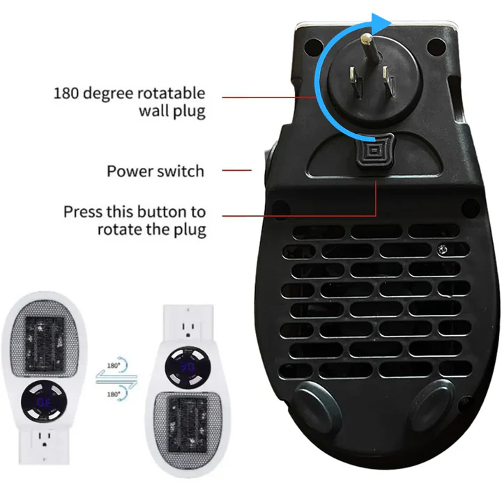 Norvo | 500W Mini Bærbar Elektrisk Varmer