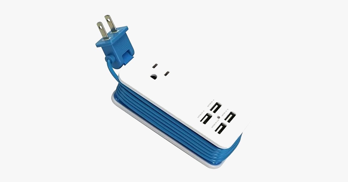 Norvo | Bærbar ladestasjon med 4 USB-porter - Universallader og 1,5 m lang kabel - Best for reise