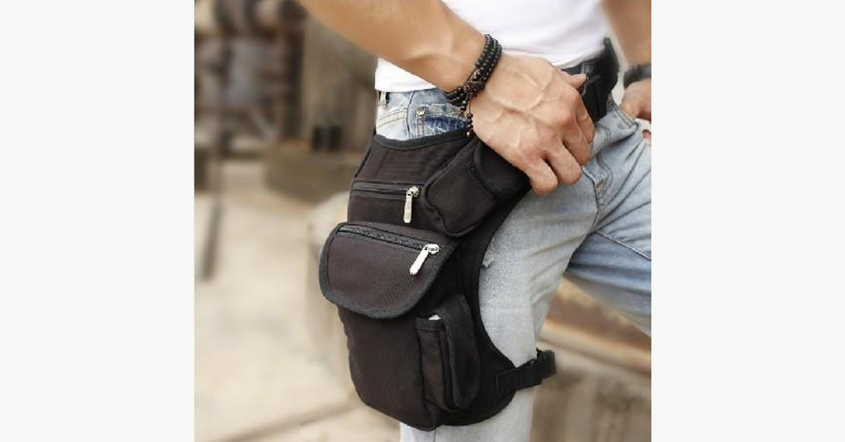 Norvo | Utendørs sports benpose - Laget av 600D polyesterstoffer - PU vanntett - Justerbare og avtagbare benstropper - To sidelommer med glidelås - Multifunksjonell bag