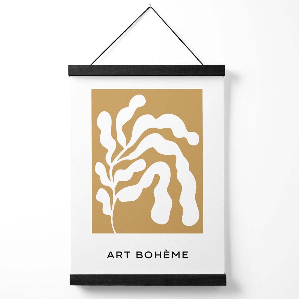 Norvo | Sennepsgul og hvit Matisse-stil blomster utskjæring plakat med oppheng