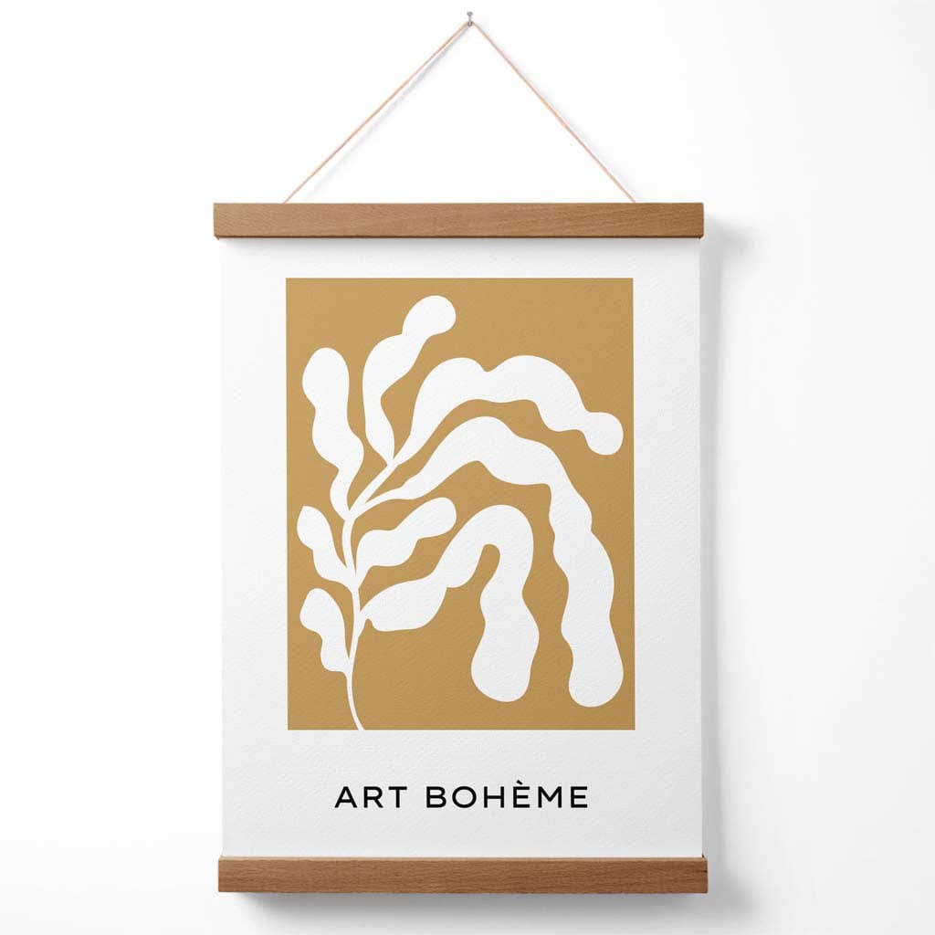 Norvo | Sennepsgul og hvit Matisse-stil blomster utskjæring plakat med oppheng