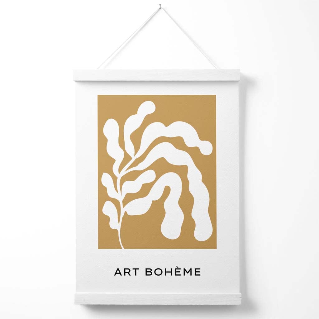 Norvo | Sennepsgul og hvit Matisse-stil blomster utskjæring plakat med oppheng