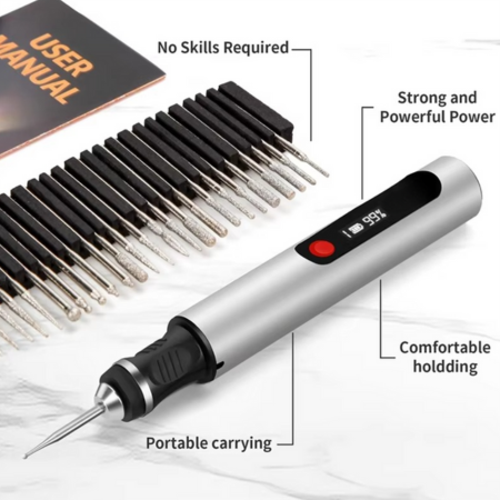 Norvo | DIY KITSCRIBE PENCIL for artists, rechargeable precision tool for 50+ surfaces with 30 bits and mastery guide