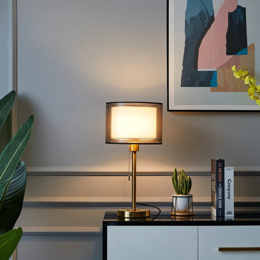 Norvo | Bordlampe med Dobbel Stofskjerm