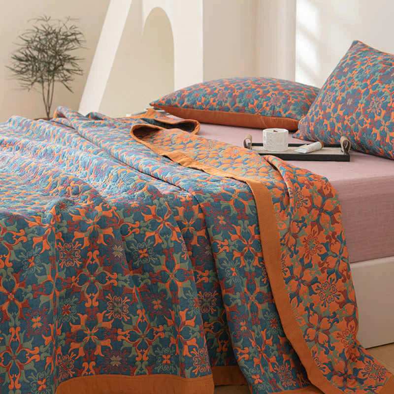 & Blå Mønster Seks-lags Bomull Quilt - TerraLoom