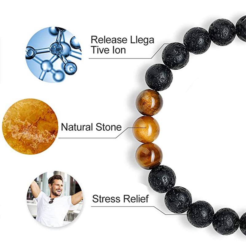 Norvo | Tiger Eye Lava Rock Stone Armbånd